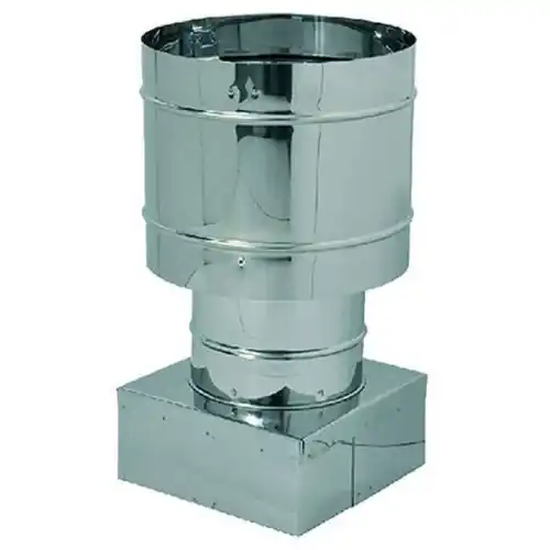 Ala fumaiolo a cappello antivento con base quadrata 25x25 cm acciaio inox Gratis Retour