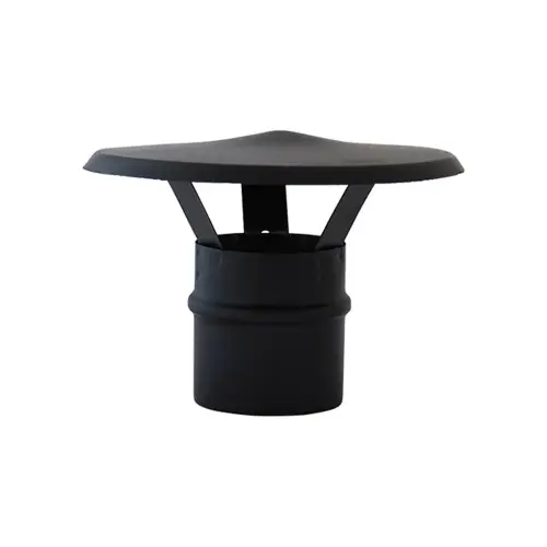 Direct Verzonden Ala fumaiolo comignolo a cappello cinese in acciaio nero d. 10 con attacco maschio per tubi per stufe a Pellet (Nero Opaco - Ø 10 cm)