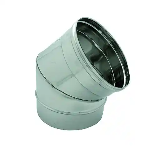Ala gomito curva per canne fumarie in acciaio inox AISI 304 45° Ø 18 cm 180 mm stufa accessori stufe Direct Verzonden