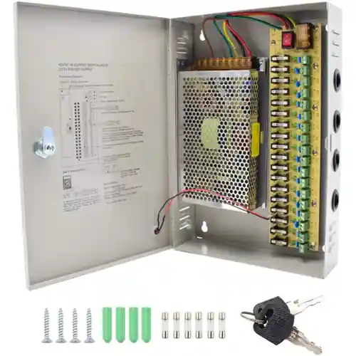 Alimentatore switch per videosorveglianza 12V 18 uscite box quadro 20A 240w stabilizzato Superprijs