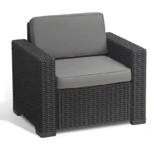 Beperkte Voorraad Allibert kit 2 poltrone California in resina graphite effetto polirattan 83x68x72 cm con cuscini da giardino esterno