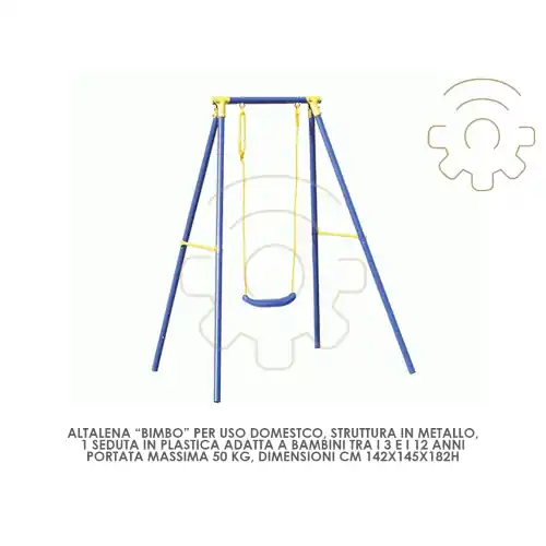 Hete Deal Altalena 1 posto metallo seduta plastica portata max 50 kg cm142x145x182cm per bambini dai 3 e 12 anni esterno giardino terrazzo