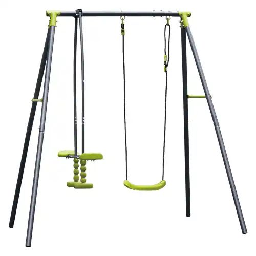 Uitverkoop Altalena con cavalcabile Baby swing set 2 posti struttura in metallo per bambini tra i 3 e i 12 anni da esterno giardini terrazzi