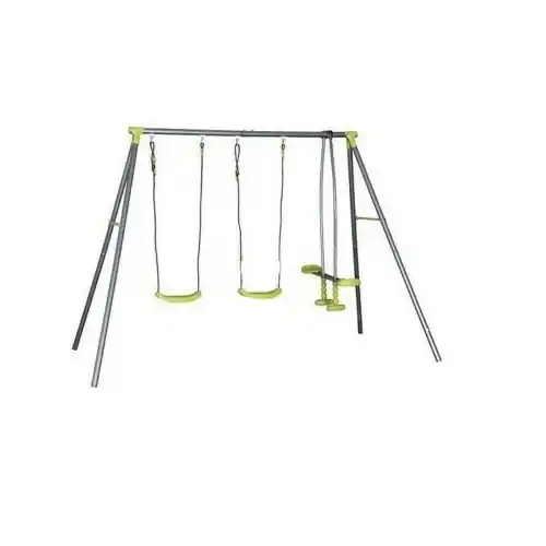 Weekendaanbieding Altalena con cavalcabile Baby swing set 3 posti struttura in metallo per bambini tra i 3 e i 12 anni da esterno giardini terrazzi