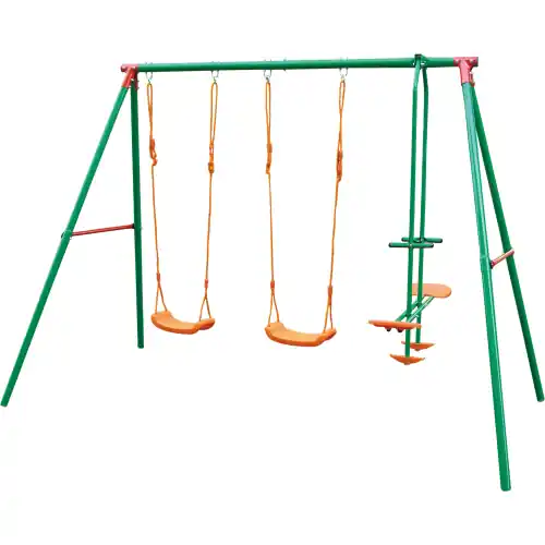 Fabrieksprijs Altalena doppia per bambini a 3 tiri con dondolo cavallino 2 posti in acciaio verniciato da giardino