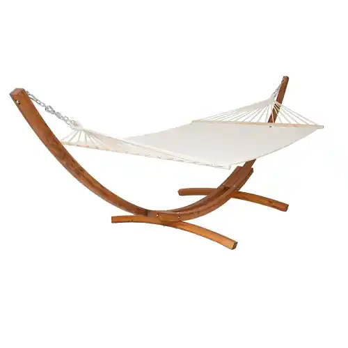 Lage Prijs Amaca con supporto in legno e finitura ad olio con telo in cotone cm 320x100x100 da giardino esterno