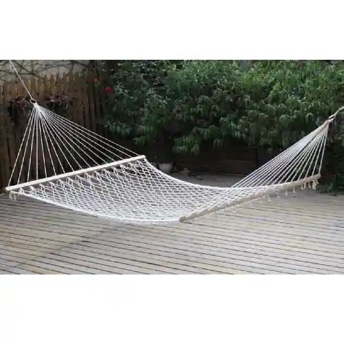 Amaca doppia a rete con asse in legno cm 150x200 fornita senza telaio portata 200 kg da giardino esterno Bestseller