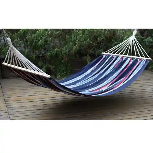 Amaca doppia con telo in cotone e asse in legno 150x200 cm portata massima 150 kg da giardino esterno Bestseller