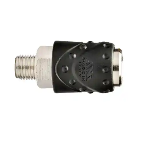 Ani 17B rubinetto rapido a sfere per aria compressa attacco Maschio 3/8" con cappellotto nero antiurto in nylon Voordeelprijs
