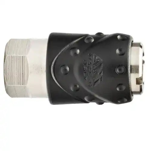 Ani 17C rubinetto rapido a sfere per aria compressa attacco Femmina 1/4" con cappellotto nero antiurto in nylon Flitsaanbieding