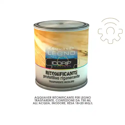 Aqqaver vernice ritonificante all‘acqua per legno trasparente confezione da 750 ml resa 18 ÷ 20 mq/l Nieuw