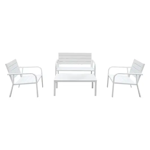 Beperkt Aanbod Arbus set salotto da giardino con due sedie divanetto tavolino in metallo verniciato e resina termplastificata bianco da esterno