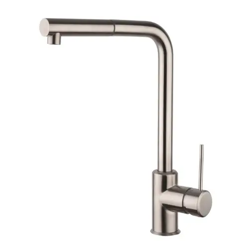 Argo Pin Miscelatore monocomando lavello con doccia estraibile in ottone finitura acciaio spazzolato rubinetto con doccino per lavandino cucina Shop Nu