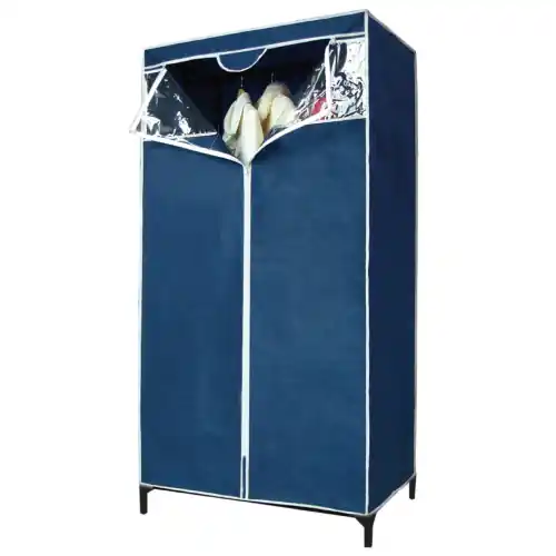 Laatste Kans Armadio armadietto guardaroba portatile in tnt blu con chiusura centrale cm 80x46x150h campeggio casa