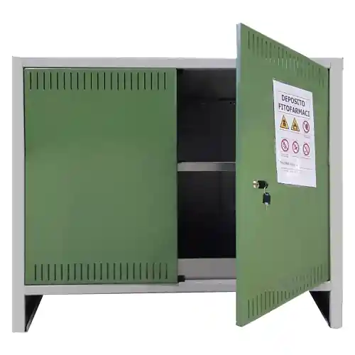 Beste Prijs Armadio basso per fitofarmaci kit in lamiera zincata due ante 100x40x80 cm con vaschetta di raccolta e chiusura a chiave