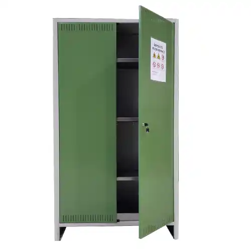 Voordeelprijs Armadio per fitofarmaci kit in lamiera zincata a doppia anta 100x40x179 cm con vaschetta di raccolta e chiusura a chiave