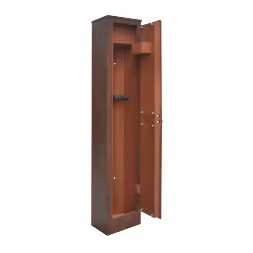 Finale Uitverkoop Armadio portafucili Effe 3 posti cm 25 x 20 x h 145 in lamiera d‘acciaio finitura legno spessore 3,0 mm catenaccio antisega Ø 18 mm con tesoretto