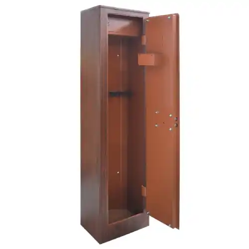 Meest Verkocht Armadio portafucili KW-5T 5 posti cm 35 x 25 x h 145 con tesoretto in lamiera d‘acciaio catenaccio antisega 18 mm finitura legno