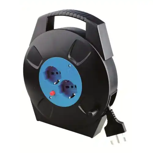 avvolgicavo prolunga da ml 10 cavo 3x1 con spina 2 prese bipasso schuko Gratis Retour