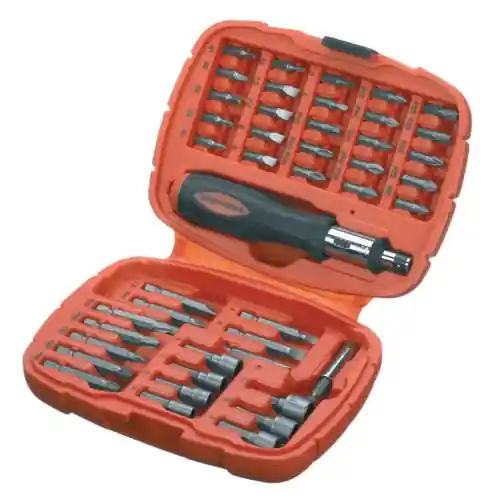 Voordeelprijs B&D A7039-XJ Gift set 45 pezzi con cacciavite a cricchetto in valigetta accessori punte inserti chiavi