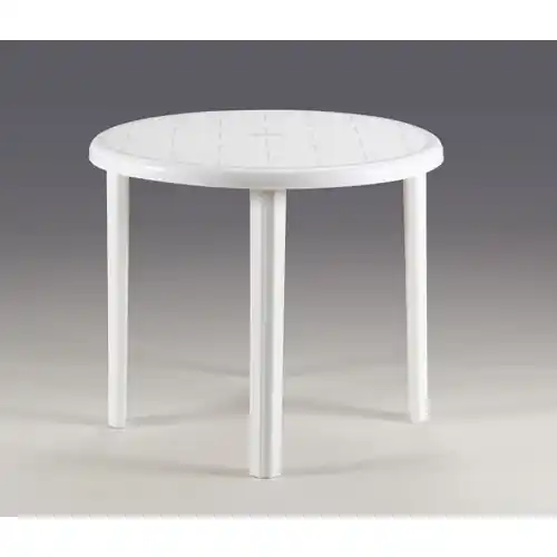 Actieprijs Barbados tavolo rotondo in polipropilene con finitura lucida bianco da esterno 88,5x72 cm
