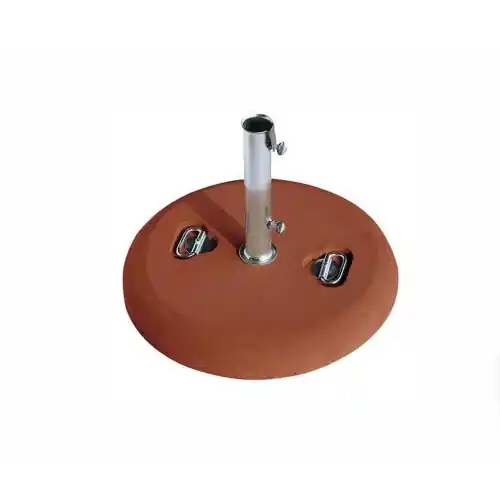 Base per ombrellone da giardino tonda in cemento rosso da 35 kg fornita con tubo zincato 5,2 cm e maniglie Exclusieve Aanbieding