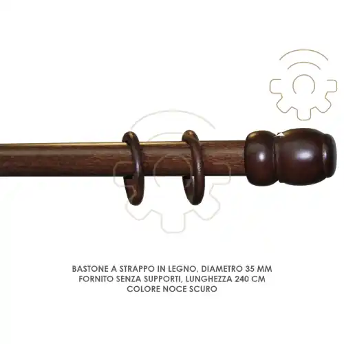 Seizoensaanbieding Bastone tenda a strappo legno noce scuro ø 35 mm lunghezza 240 cm senza supporti