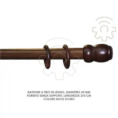 Aanbieding Bastone tenda a tiro legno noce scuro ø 35 mm lunghezza 210 cm senza supporti