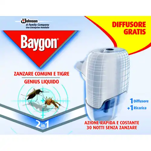 Baygon diffusore vaporizzatore liquido antizanzare con 1 ricarica protezione Snelle Levering