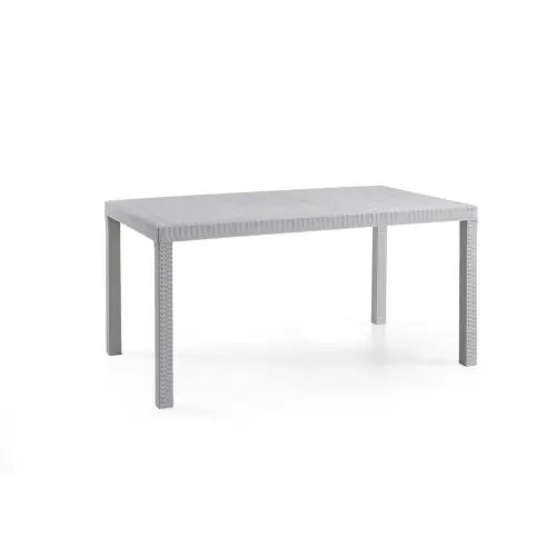Bica Houston Tavolo in polipropilene bianco effetto rattan 150x90xh74 cm, arredo da esterno per giardino e terrazza Nieuw