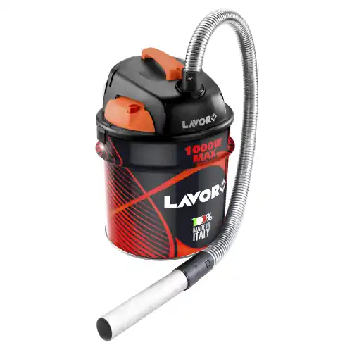 Bidone aspiracenere stufa camino Ashley 901 1000 W fusto e tubo in acciaio 18 lt con filtro a cartuccia Merkproduct