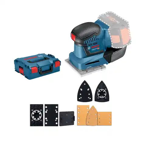 Bosch levigatrice orbitale a batteria non inclusa GSS 18V-10 Professional con valigetta in dotazione fogli abrasivi e piastre Seizoensaanbieding