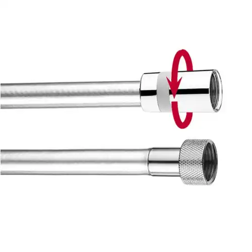 Bossini Flex antitorsione cromolux retinato nylon 1/2" x 1/2" FF 200 cm con cono girevole incorporato ricambio tubi per soffioni e saliscendi Favoriet
