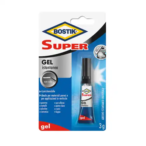 Bostik adesivo istantaneo universale gel Super gr. 3 per materiali porosi cuoio pvc legno e ceramica Lage Prijs