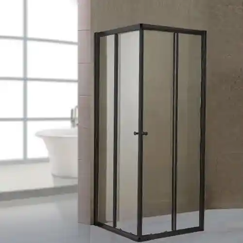 Box cabina doccia pareti in cristallo 6 mm trasparente e profili in alluminio liscio h 185 cm nero opaco estensibilità 80x80 cm Goedkoop
