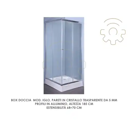 Actieprijs Box doccia mod Iglo parete cristallo trasparente serigrafato 5 mm Altezza 185 cm Estensibilità 68÷70 cm