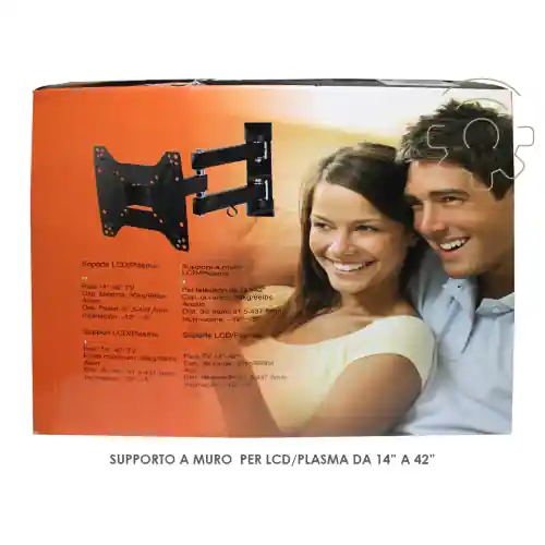 Braccio staffa supporto da muro per tv Lcd/Plasma da 14" a 42" acciaio fino 30kg Exclusieve Aanbieding