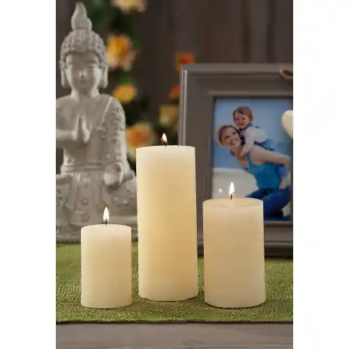Candela decorativa cm Ø 6x9 color avorio da esterno e interno Uitverkoop
