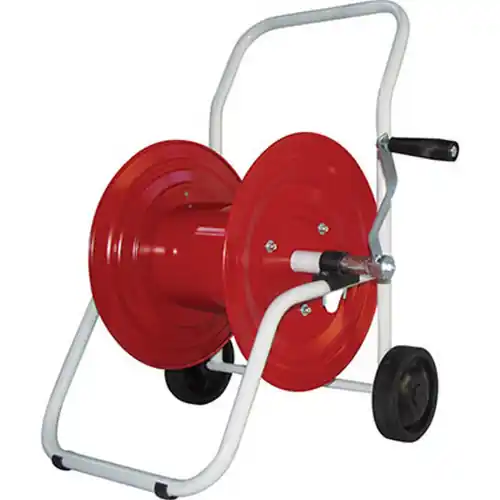 Carrello avvolgitubo carrellato strong in lamiera stampata 50 mt. uscita 1/2 entrata attacco rapido 1/2 con 2 ruote pneumatiche Aanbieding
