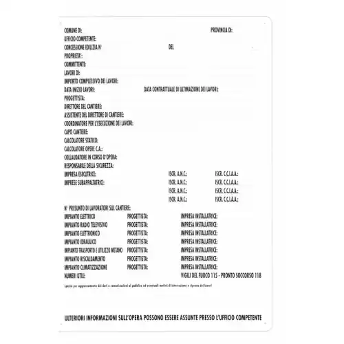 cartello per cantiere edile direzione lavori 40x60 cm cantieri edilizia Gratis Retour