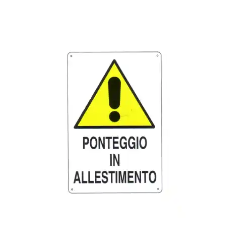 Direct Beschikbaar Cartello segnaletico cantiere edile ponteggio in allestimento cm 60x40 in polionda bianco