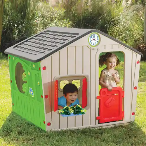 Veilige Betaling Casetta per bambini del villaggio della Galilea in plastica 140x108x115 cm da giardino terrazzo casa balcone esterno