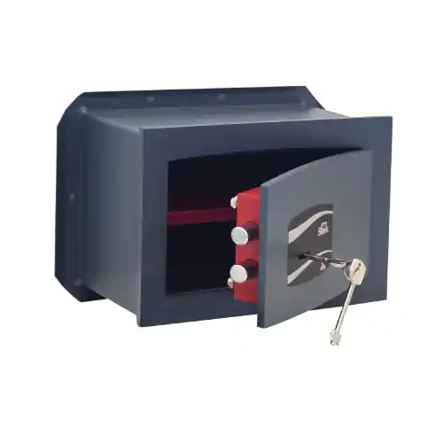 Korting Cassaforte a muro 800 ALP 18x26x15 cm con chiave a doppia mappa in acciaio speciale serratura a sei leve asimmetriche interne a molle indipendenti
