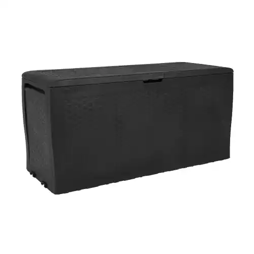Cassapanca Samoa 116x45x57 cm in resina antiurto graphite effetto rattan con due ruote lucchettabile Betaalbaar