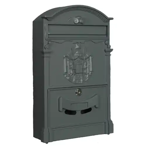 Goedkoop Cassetta postale decorata in alluminio grigio antracite cm 25,5x9xH41 a parete per ogni tipo di residenza Regia Residence Domus