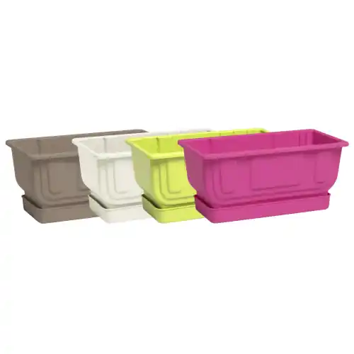 Weekendaanbieding cassetta vaso Pimavera cm 21,5 con sottocassetta per fiori giardino in 4 colori