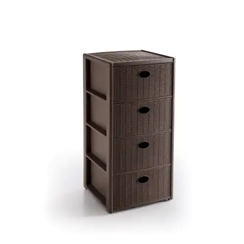 Cassettiera Elegance in plastica cm 40x40x80h tortora con 4 cassetti Rechtstreeks Van De Fabrikant