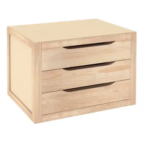 Seizoensaanbieding Cassettiera in legno di pino con 3 cassetti cm 39x30x29,5h per arredo