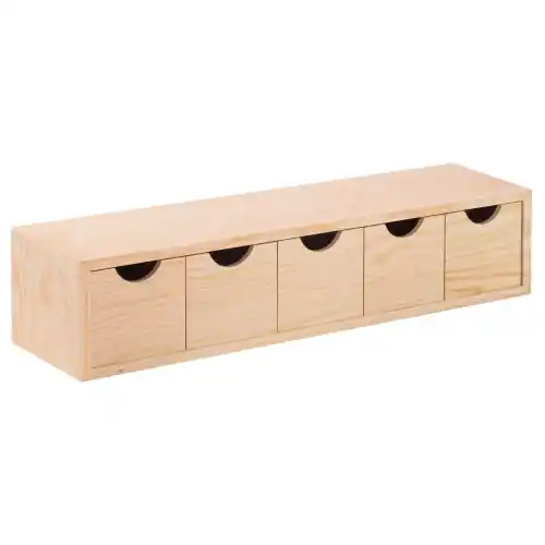 Cassettiera mini in legno multiuso con 5 cassetti cm 56x13x12h per arredo Beperkt Aanbod