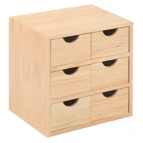 Cassettiera mini in legno multiuso con 6 cassetti cm 28x20x28h per arredo Populair